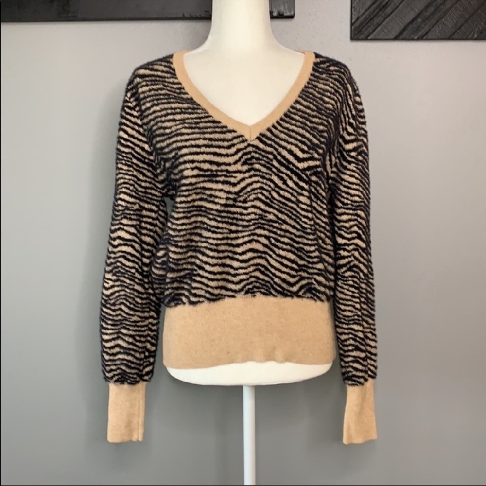 ASTR the Label Tiger Stripe V-Neck Sweater